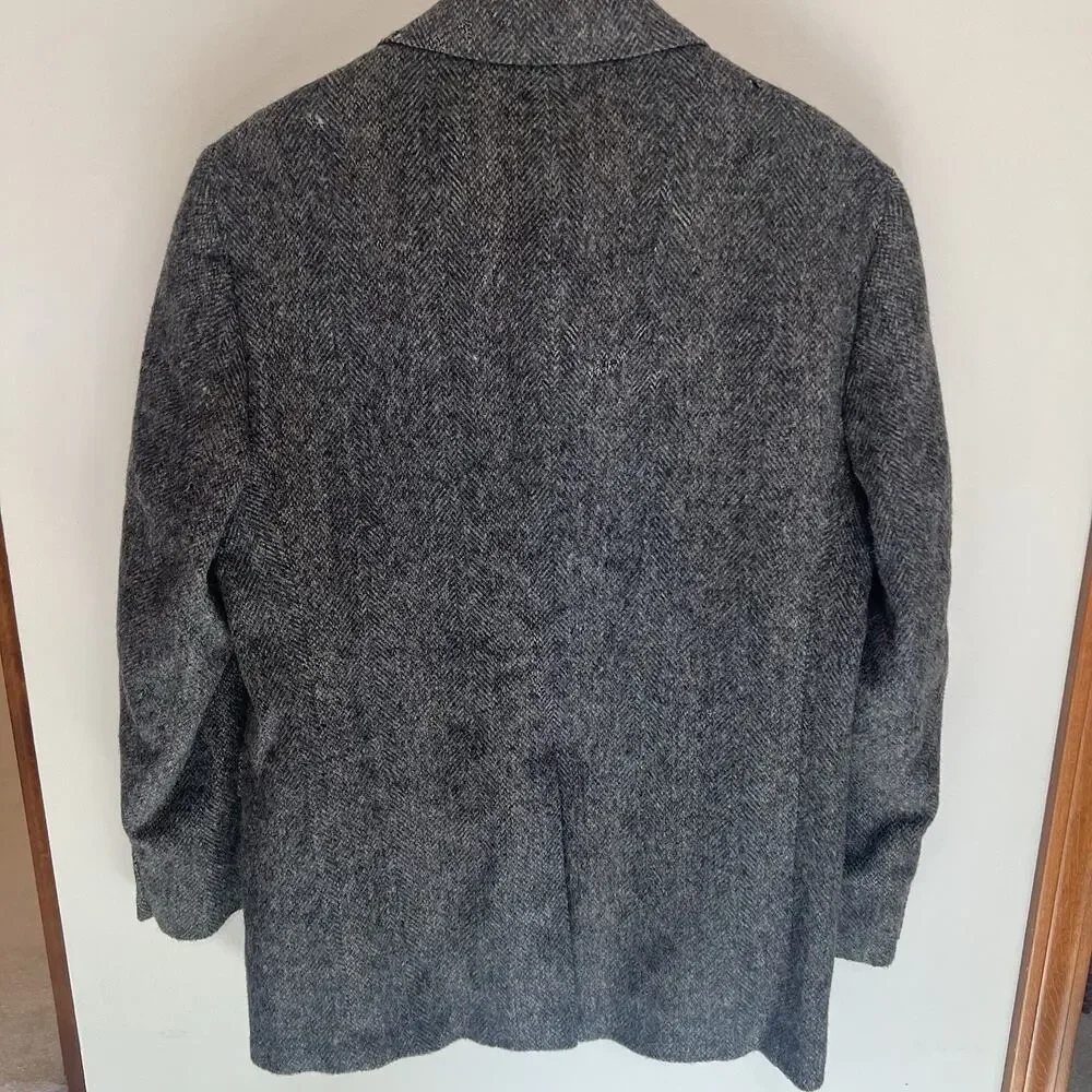 Vintage Bruce Hulme Savile Row Wool Herringbone Sport Coat Blazer USA Mens M Ivy